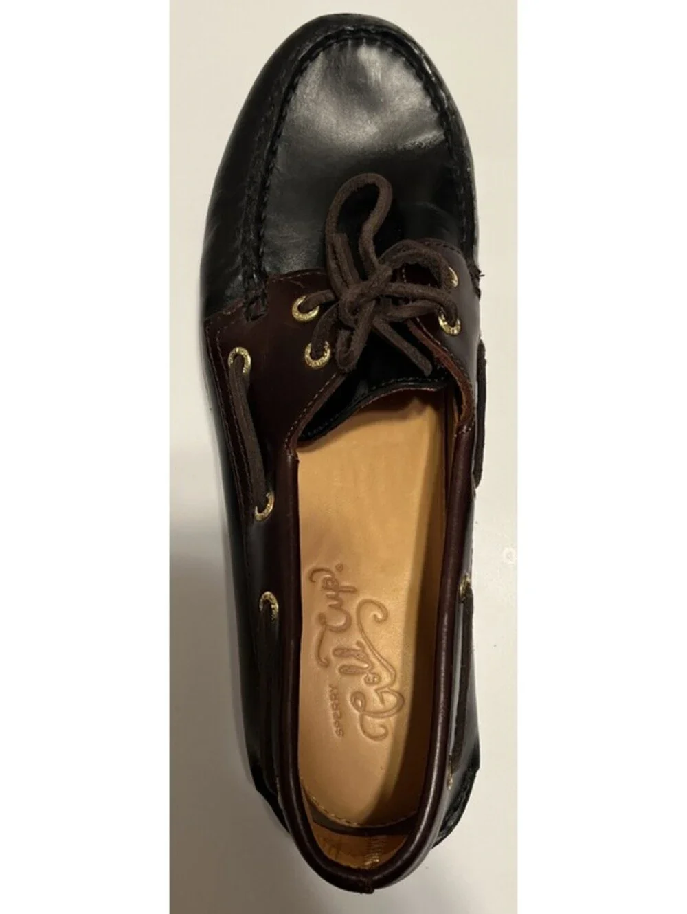 Sperry Top-Sider Gold Cup A/O 2-Eye Boat Shoes Black Leather Mens 11 STS12955